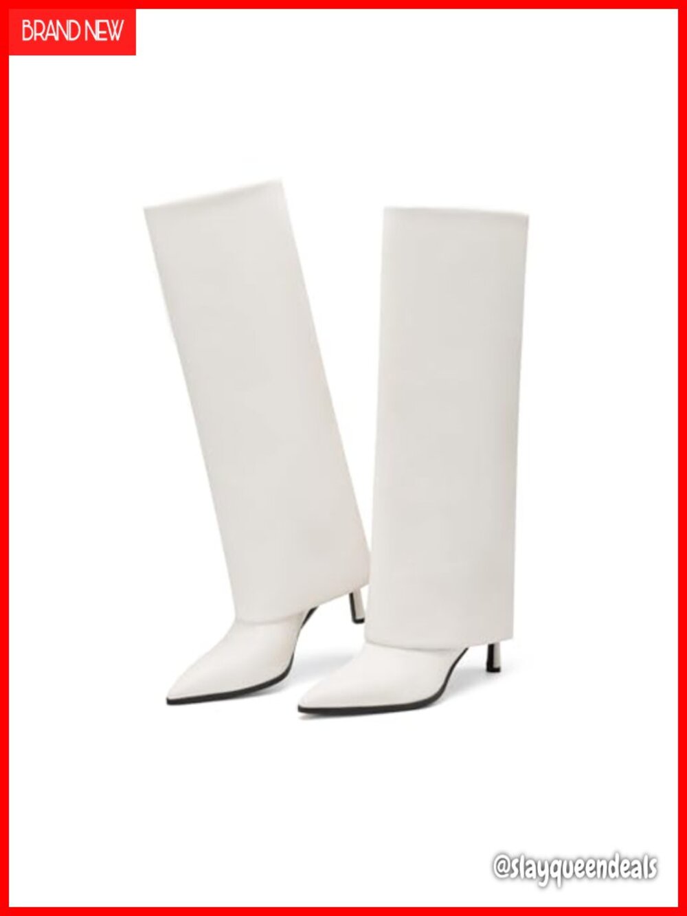 Knee High Boots Stiletto Heel Fold Over Women's